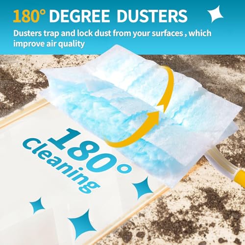 FURCIELOS Disposable Microfiber Feather Duster Refills, Multi-Surface Duster Compatible with Swiffer Dusters Handle, 30 Count, Unscented