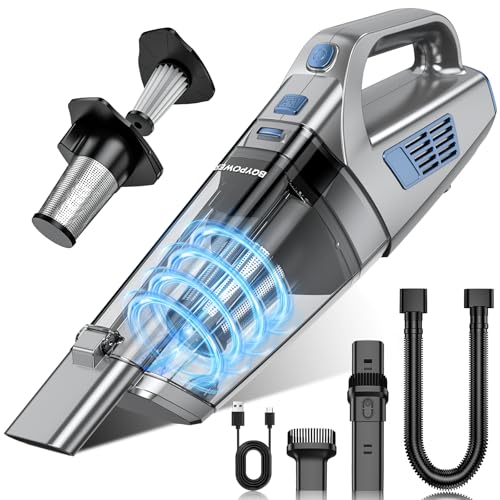 BQYPOWER Handheld Vacuum Cordless, 16000PA Strong Suction Hand Held Vacuum Cordless Rechargeable with Multiple Accessories, Portable Car Vacuum Cleaner High Power for Car Home Office