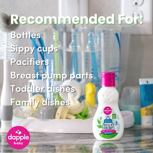 Dapple Baby Fragrance-Free Baby Bottle & Dish Soap - (2 Pack) 3 fl oz - Plant-Powered Cleaner for Bottles, Pump Parts, and Sippy Cups - Travel Size