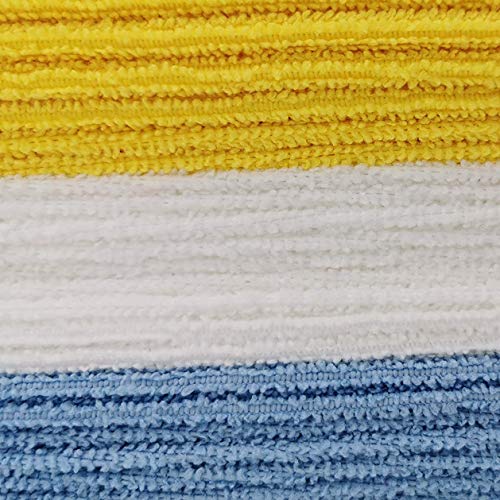 Amazon Basics Microfiber Cleaning Cloths, Ultra Absorbent, Lint Free, Streak Free, Non-Abrasive, Reusable and Washable, 16" x 12", Blue/White/Yellow, Pack of 24