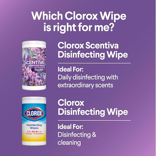 Clorox Scentiva Disinfecting Wipes, Lavender and Jasmine, Antibacterial, 75 Count