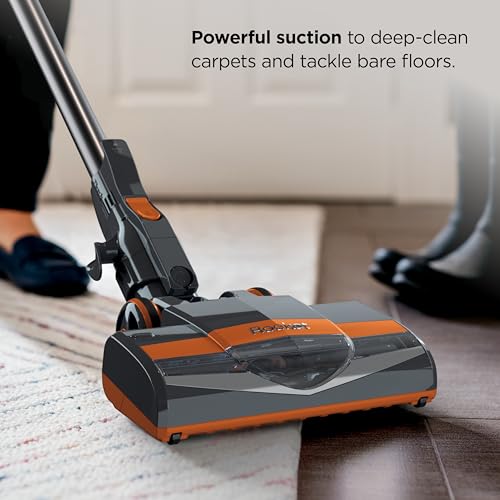 Shark Rocket Ultra-Light | Corded Stick Vacuum Cleaner for Carpet, Rugs & Hard Floors | Lightweight Hand Vacuum for Pet Hair & Upholstery | Swivel Steering | 2 Attachments | Gray/Orange | HV301