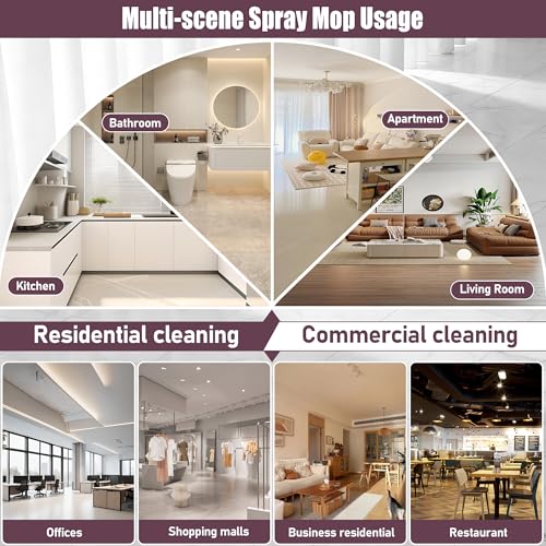 Spray Mops for Floor Cleaning: MEXERRIS Wet Mop with 3 Washable Pads for Swiffer Powermop - Floor Mop with Refillable Bottle - Home Commercial Dust Mops for Hardwood Laminate Ceramic Tiles