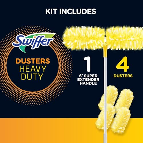 Swiffer Heavy Duty Dusters with Super Extender Handle, 6 Ft Handle, 1 Handle/4 Dusters, 4/Carton