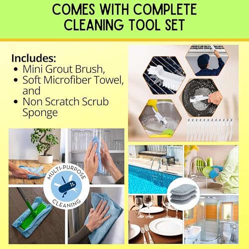 Cozy Home Luxe Bundle - 2 Pack CLR Brilliant Bath Cleaner Bundle With Microfiber Towel, Grout Brush & Scrub Sponge - 26oz CLR Bathroom Cleaner Spray For Toilet, Bath, Sink & Glass