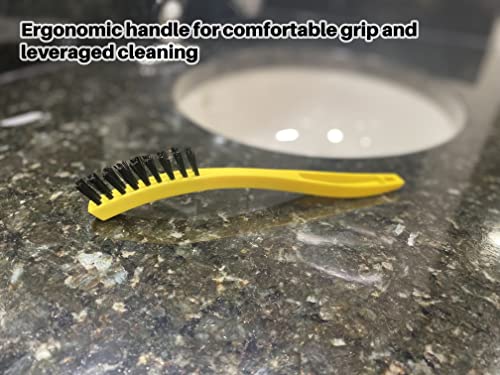 Rubbermaid Commercial Products 8.5" Tile and Grout Scrub Brush, Plastic Bristles, Black, for Industrial/Professional Use On Grout, Tile, and Other Small Areas