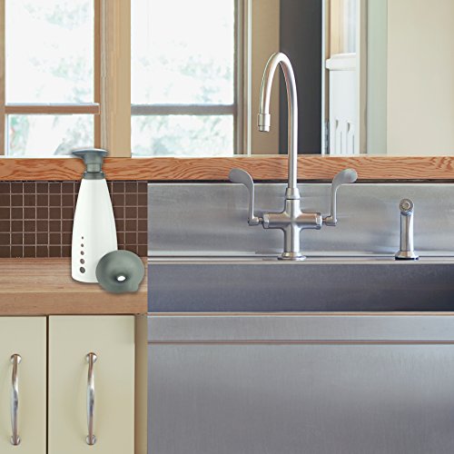 Casabella Sink Sider Soap Pump Bottle 14-Ounce Multipurpose Dispenser with Soap Filling Funnel, White