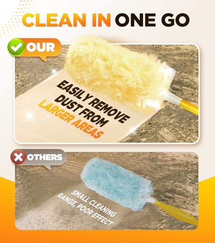 Heavy Duty Duster Refills for Swiffer, Multisurface 360° Larger Size Dusters with 4X Microfibers (Yellow, 60 Count)