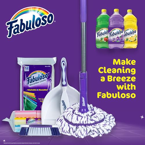 Fabuloso Cleaning Brush with Handle Compact Handheld Household Scrub Brush Kitchen Bathroom Baseboards Tile and Floors Firm Bristles Indoor Surface Cleaning White Purple 5.5 Inch Everyday Cleaning