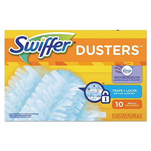 Swiffer 21459CT Refill Dusters, Dust Lock Fiber, Light Blue, Unscented, 10/Box, 4 Box/Carton