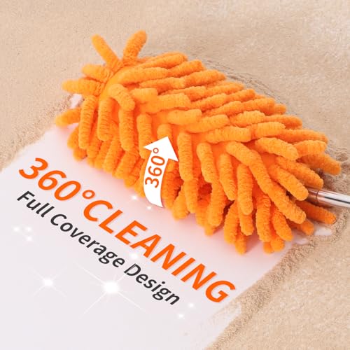 TIMIVO Mini Duster for Cleaning, 360° Bendable Hand Dusters with Extension Pole, Washable Small Duster for Car Interior, Office, Furniture
