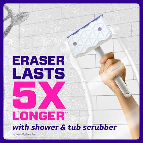 Mr. Clean Magic Eraser Sponge, Bathroom, Shower, Tub Cleaner, Soap Scum Remover, Bathroom Cleaning Supplies, Dawn Cleaning Power with Lavender Scent, Shower & Tub, 6ct
