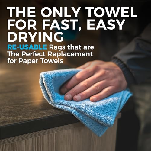 The Rag Company - All-Purpose Microfiber Terry Cleaning Towels - Commercial Grade, Highly Absorbent, Lint-Free, Streak-Free, Kitchens, Bathrooms, Offices, 300gsm, 16in x 16in, Grey (12-Pack)