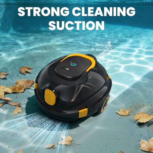 Y20 Robotic Pool Cleaner, Cordless Pool Vacuum for Above Ground & Inground Flat Pools with Dual Motors, 130 Min Runtime, Auto-Parking, Powerful Pool Vacuum Robot for Up to 1200 Sq.Ft