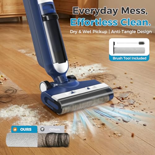 OLIXIS Wet Dry Vacuum Cleaner, Cordless All-in-One Vac Mops, Vacuum Mop with Self-Cleaning System, Dual Water Tank Design, Tangle-Free Brush, Dual-Edge Cleaning, 35-Min Runtime