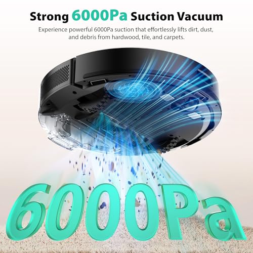 Tikom Robot Vacuum and Mop, 6000Pa Robotic Vacuum Cleaner with Self-Emptying Base, 90 Days Capacity, LiDAR Navigation, Home Mapping, Ideal for Pet Hair, Hard Floors, Carpet (L8000 Plus)