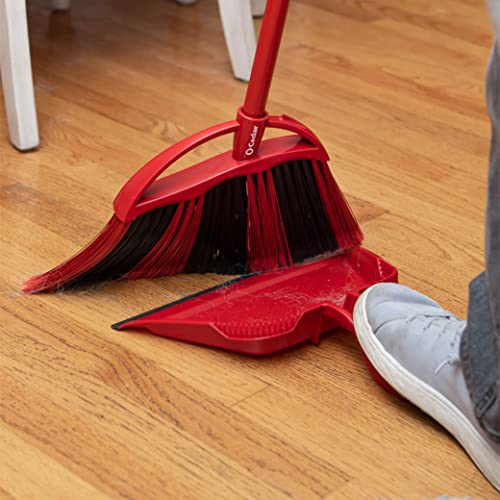 O-Cedar One Sweep Broom & Step-On Dustpan Set | Patented Wave Bristles Remove Over 99% of Dirt in One Pass | Lightweight & Quiet for Pet-Friendly Cleaning