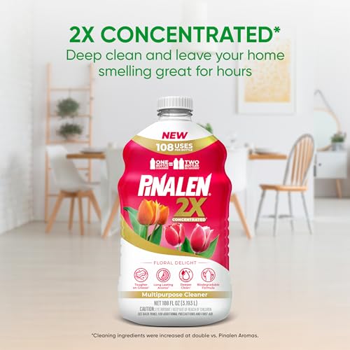 PINALEN 2X Max Aromas Concentrated Multipurpose Cleaner - Floral Delight Scent - 108 fl oz - All Purpose Cleaner for Kitchen, Bathroom, Floors & Outdoors