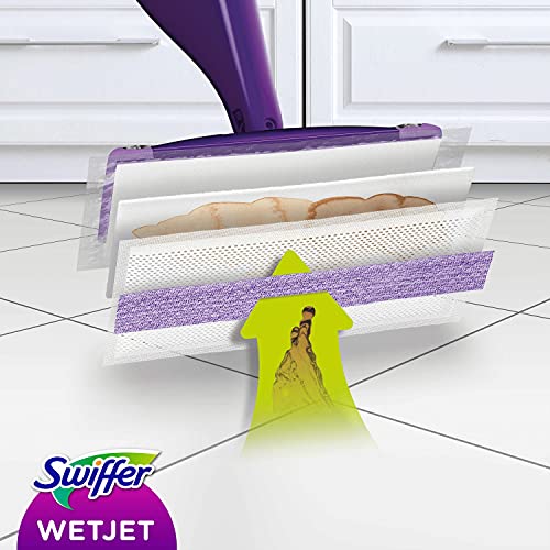 Swiffer WetJet Floor Spray Mop, Starter Kit, Includes: 1 WetJet, 5 Pads, 1 Cleaning Solution & 4 Batteries