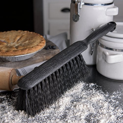 SPARTA Flo-Pac Bench Brush, Small Counter Broom with Handle for Cleaning Smooth Surfaces, 8", Black