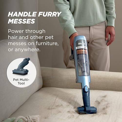 Shark PowerDetect Speed Clean & Empty | Cordless Stick Vacuum Cleaner with Auto-Empty | Lightweight & Rechargeable Handheld Vacuum | Carpet, Hard Floors & Pet Hair | 60-Min Runtime | Ice Blue | IA3241