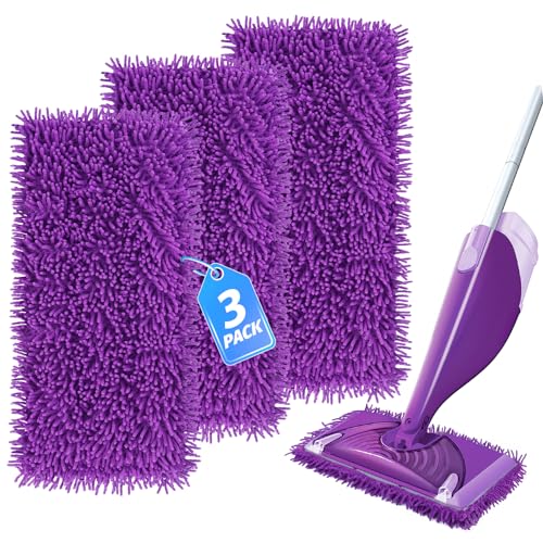 KeeTidy Wet Jet Pads Compatible with Swiffer Wetjet, Reusable Wet Jet Refill for Hardwood and Floor Spray Mop, Upgraded Fiber Mop Pads for Deep Cleaning (3 Pack)