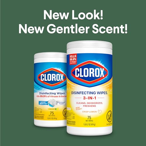 Clorox Disinfecting Cleaning Wipes, Antibacterial, Bleach Free, Crisp Lemon, 75 Count (Pack May Vary)