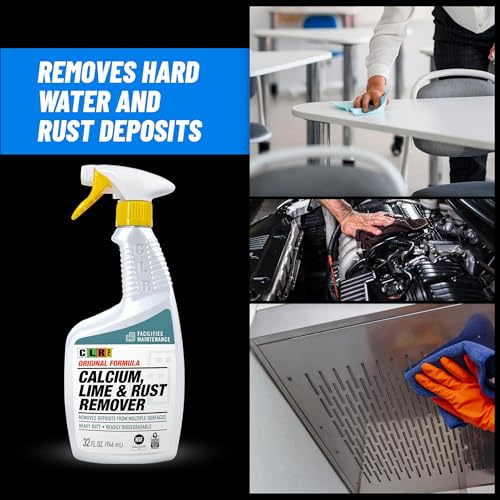 CLR PRO Calcium, Lime & Rust Remover, 32 oz. Spray Bottle, Pack of 2, Quickly Removes Calcium, Lime, Hard Water Deposits and Surface Rust Stains