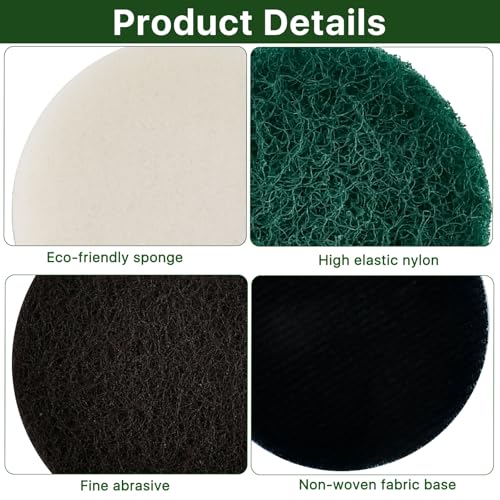 Boocalny 32pcs Electric Cleaning Brush Pad Set, 8 Foam Pads 8 Kitchen Mats 8 Performance Pads 8 Microfibre Pads, Power Scrubber Scour Replacement Pads fit for Dremel Versa Cleaning Brush