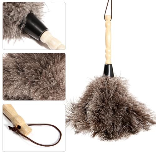 2pcs Ostrich Feather Dusters Natural Feathers Duster with Wooden Handle Natural Ostrich Feathers for Home Cleaning and Office Finishing Duster(2pcs，Length14”