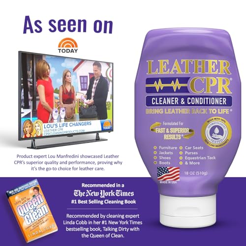 Leather CPR Cleaner and Conditioner 18oz. Bring Leather Back To Life on Furniture, Car Seats, Handbags, Jackets, Boots, Saddles, Purses & Shoes. Restores Shine, Softness & Color to Real Leather