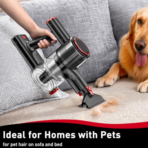 OUYFHK Cordless Vacuum Cleaner, 45KPA Stick Vacuum, 45Mins Runtime, 8-in-1 Anti-Tangle Vacuum Cleaners for Home with LED Display, Rechargeable Lightweight Vacuum for Pet Hair/Carpet/Floor