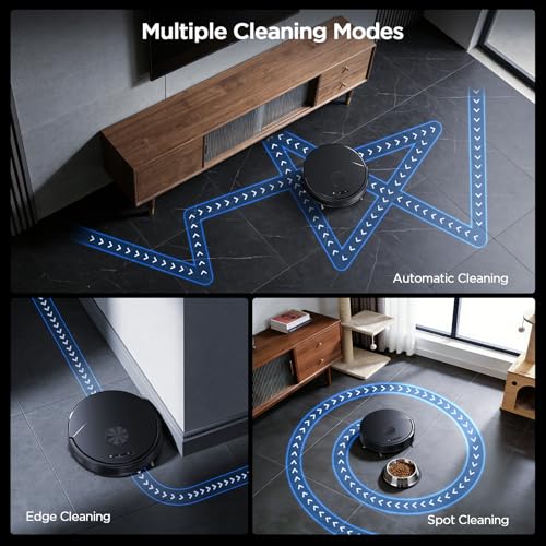UMMUND Robot Vacuum and Mop Combo, 8000Pa Strong Suction 2 in 1 Vacuum Robot with Mopping, with Schedule, Wi-Fi/App/Remote, Self-Charging, Slim, Ideal for Hard Floor, Pet Hair, Low-Pile Carpet