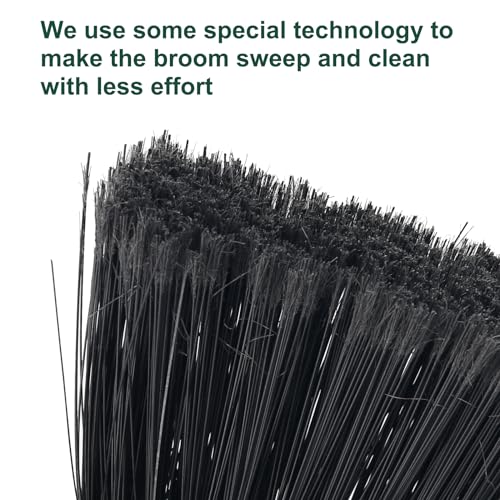Broom Outdoor Indoor Commercial Broom with 50 inches Long Handle,Perfect for Home Courtyard Garage Kitchen Office Lobby Room Floor(Black)