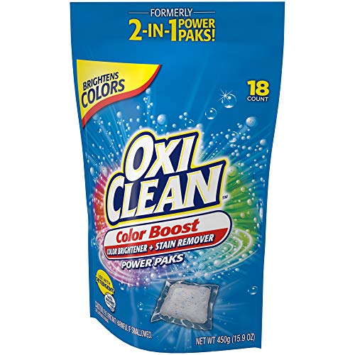 OxiClean Color Boost Color Brightener plus Stain Remover Power Paks, 18 Count (Packaging may vary)