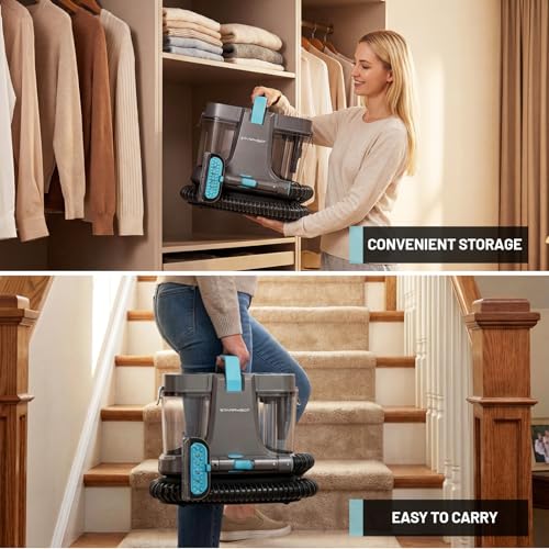 Starrybot Portable Carpet Cleaner Machine with Steam and Heating Techology,18Kpa Powerful Suction with Versatile Tools for Pets, Couch,Spot Cleaner for Stairs/Furniture/Rug(Gray)(AC0205)