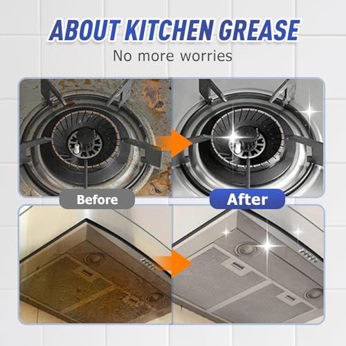 Kitchen Heavy Oil Cleaner Spray,3.38 Oz All Purpose Kitchens Heavy Oil Cleaning Agent, Grease Remover,Kitchen Degreasing Cleaning Spray for Stove,Oven,Dishwasher,Appliances (1PC With 2 Sponge)