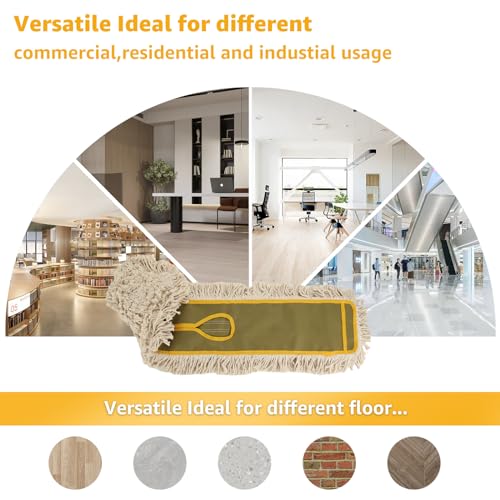 YAYODS 3 Pack Dust Mop Replacement Head, 36'' Dust Mops for Floor Cleaning Replacement Reusable Industrial Cotton Dust Mop Refill for Hardwood Floors, Ceramic, Marble, Tile