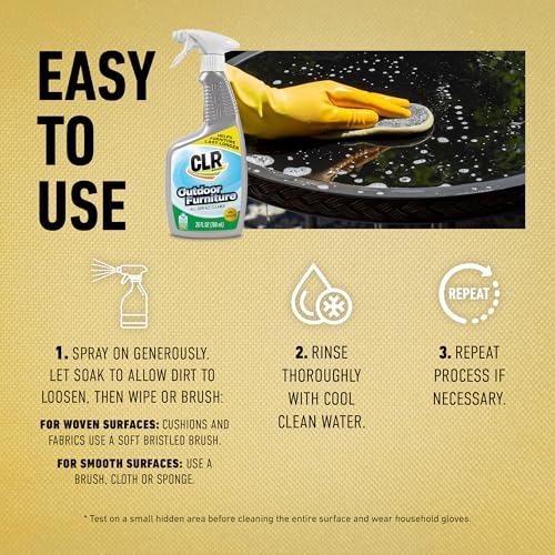 CLR Brands Outdoor Furniture Cleaner, 26 oz. Spray Bottle, Cleans Outdoor Surfaces, Remove Dirt and Grime from Fabric, Wood, Wicker, PVC, Plastic and More