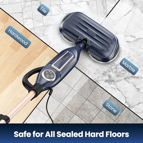 DEVOAC VM6 Scrubbing Steam Mop with Rotating Mop Pads, 10 in 1 Steam Mop, Lightweight Spin Mop & 3 Steam Modes for Hard Floor Laminate Marble Floors (Ink)