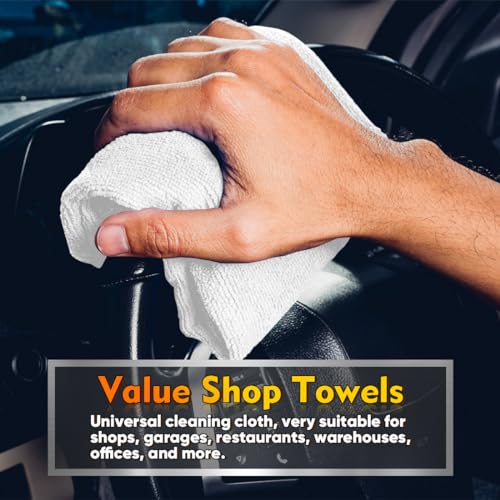 HOMEXCEL White Microfiber Cleaning Cloths 100 Pack, Reusable Cleaning Rags Shop Towels - Bulk Multipurpose Microfiber Towels, Lint Free Cleaning Towels for Car, House & Kitchen, 11.5 x 11.5 inch