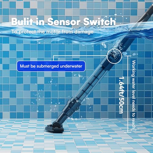 PoolMr Handheld Pool Vacuum for Above Ground Pool & Hot Tub Vacuum, with 2 Brush Heads, 90 Mins Running Time, 13.2 Gallons/Min Powerful Suction, Ideal for Cleaning Debris and Sand Underwater, Black
