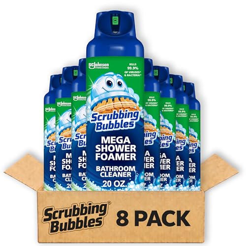 Scrubbing Bubbles Mega Shower Foamer and Disinfectant Aerosol, Rainshower, 20 oz,(Pack of 8)