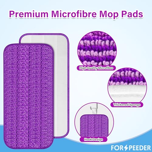 FORSPEEDER Reusable Mop Pads for Swiffer WetJet, Wet Pads Refills for 12'' Spray Mop, Microfiber Refill Machine Washable Up to 100+ Floor Cleaning for All Kinds of Floor Types, 7 Pack