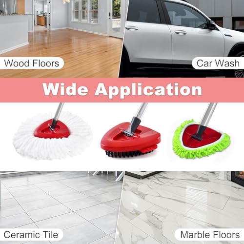 Hezane 4 Pack Replacement Mop Heads& Handle Scrub Brush and Base Combo Set Compatible with Ocedar Spin Mops Refills，30-58" Mop Handle and Microfiber Head Refills for Cleaning