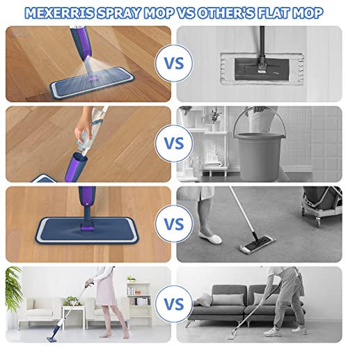 Spray Mops for Hardwood Floors Cleaning: MEXERRIS Wet Mop with 2 Refillable Bottles - Floor Mop with 4 Washable Pads for Swiffer PowerMop - Home Commercial Dry Dust Mops for Laminate Tile Vinyl Wood