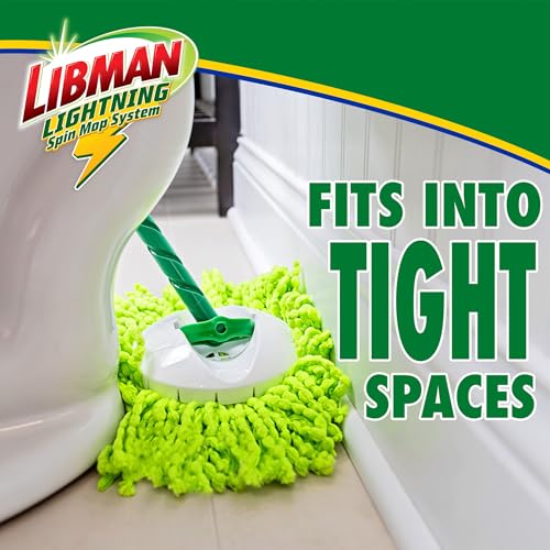 Libman Lightning Spin Mop System Plus 3 Refill Head | Mop and Bucket with Wringer Set | Floor Mop | Spin Mop | Libman Mop | Mops for Floor Cleaning | Hardwood Floor Mop | 4 Total Mop Heads Included