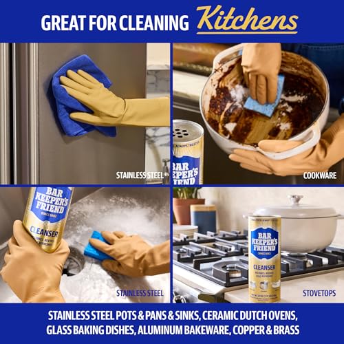 Bar Keepers Friend Powder Cleanser, 12 oz x 2, Multipurpose Cleaner, Degreaser & Remover for Burnt Stainless Steel Pots and Pans, Rust Stains, Hard Water Deposits & Soap Scum