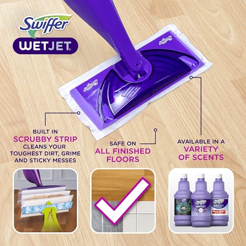 Procter & Gamble 49886 Wetjet Mop Starter Kit With 10 Pads And 1 Cleaner, 11.3 X 5.4 Head, Silver Handle