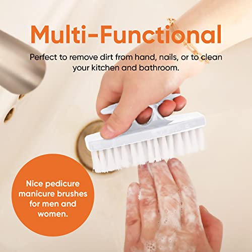 Nail Brush for Cleaning Fingernails, Nail Scrubber Brush, Toe Foot Hands Fingernail Brush Cleaner- Small Scrub Brush- All-Purpose Stiff Cleaning Brush (3 Pack, White)